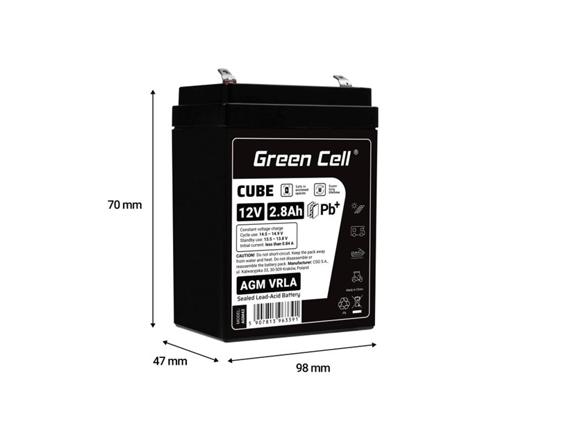 Green Cell (AGM42) baterija AGM 12V/2.8Ah