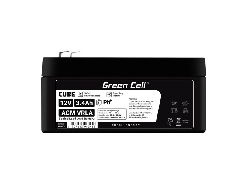 Green Cell (AGM43) baterija AGM 12V/3.4Ah