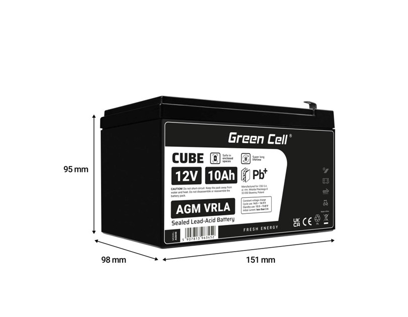 Green Cell (AGM48) baterija AGM 12V/10Ah
