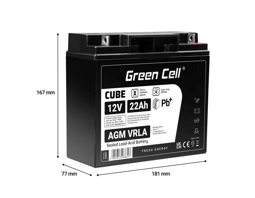 Green Cell (AGM54) baterija 12V/22Ah