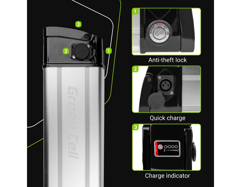 Green Cell (EBIKE03STD) baterija za El. bicikl & punjač Silverfish 36V 14.5Ah 522Wh