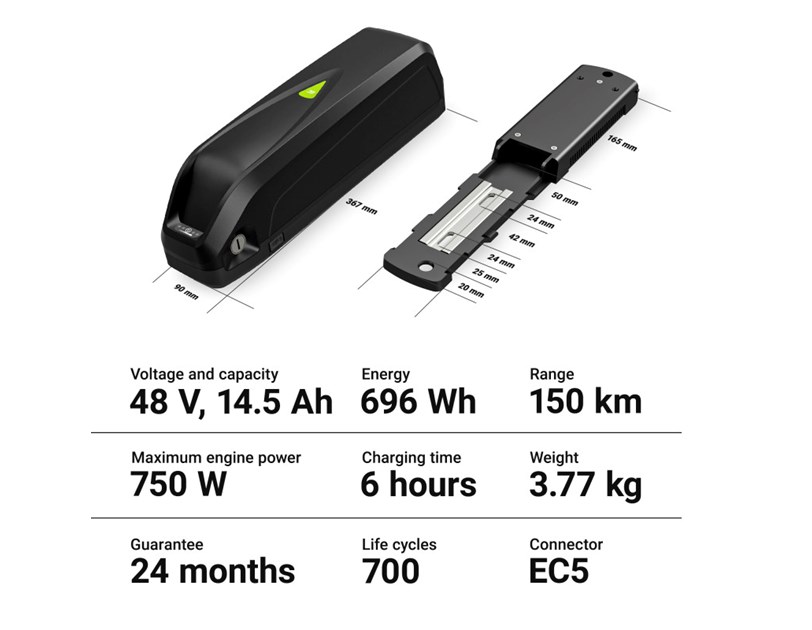 Green Cell (EBIKEGCF03) baterija za El. bicikl & punjač 48V 14.5Ah