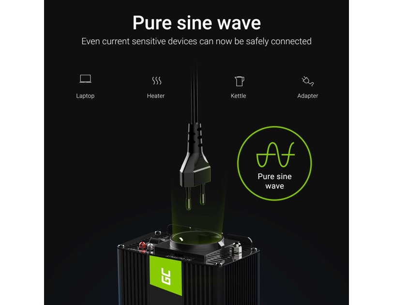 Green Cell strujni inverter 12V na 230V, 300W/600W, za peći i pumpe za centralno grijanje (INV07)