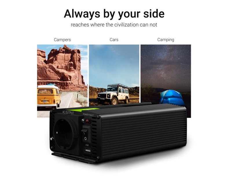 Green Cell strujni inverter 12V na 230V, 300W/600W, za peći i pumpe za centralno grijanje (INV07)