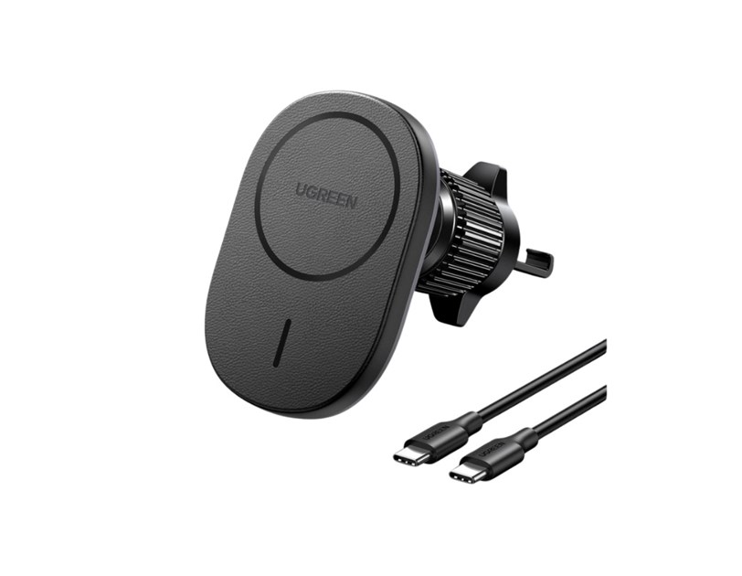 UGREEN MagSafe auto punjač 15W, USB-C, magnetni, bežični/indukcijski, crni