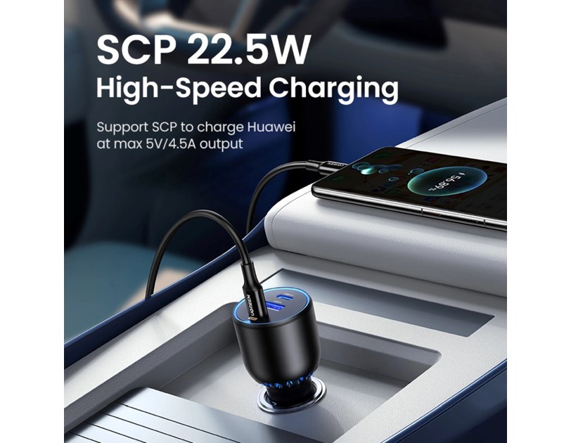 UGREEN auto punjač, 130W, 2x USB-C, USB-A, PD, QC 4.0, sivi