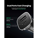UGREEN auto punjač 30W, USB-C+USB-A, PD3.0/QC3.0, sivi