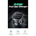 UGREEN auto punjač 30W, USB-C+USB-A, PD3.0/QC3.0, sivi