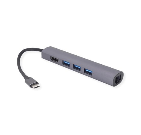 Roline VALUE USB-C docking station, 4K HDMI, 3×USB 3.2 Gen 1, G-LAN