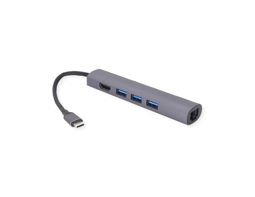 Roline VALUE USB-C docking station, 4K HDMI, 3×USB 3.2 Gen 1, G-LAN