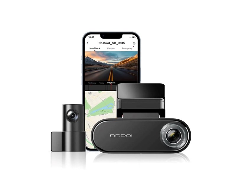DDPAI N5 auto kamera za snimanje vožnje, 4K UHD, 140°, crna