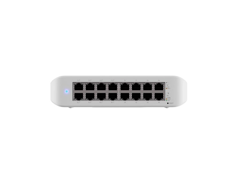 Ubiquiti UniFi Managed 16-port Gigabit Switch, 8-port PoE+, 45W (USW-LITE-16-PoE)