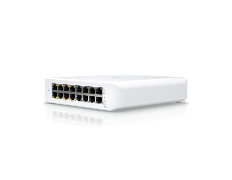 Ubiquiti UniFi Managed 16-port Gigabit Switch, 8-port PoE+, 45W (USW-LITE-16-PoE)