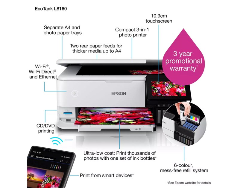 Epson EcoTank L5316 MFP Color pisač 5760x1440 DPI, c/b 10/5 str/min, Apple AirPrint, Epson Connect, USB/WiFi/LAN (C11CJ65413)