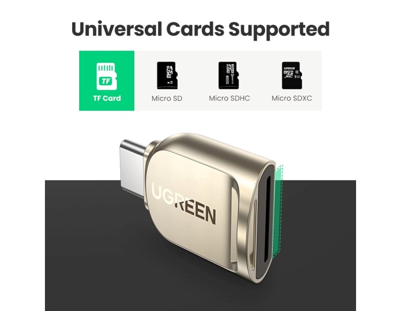 UGREEN čitač memorijskih kartica, TF/SD/MicroSD kartice, USB-C