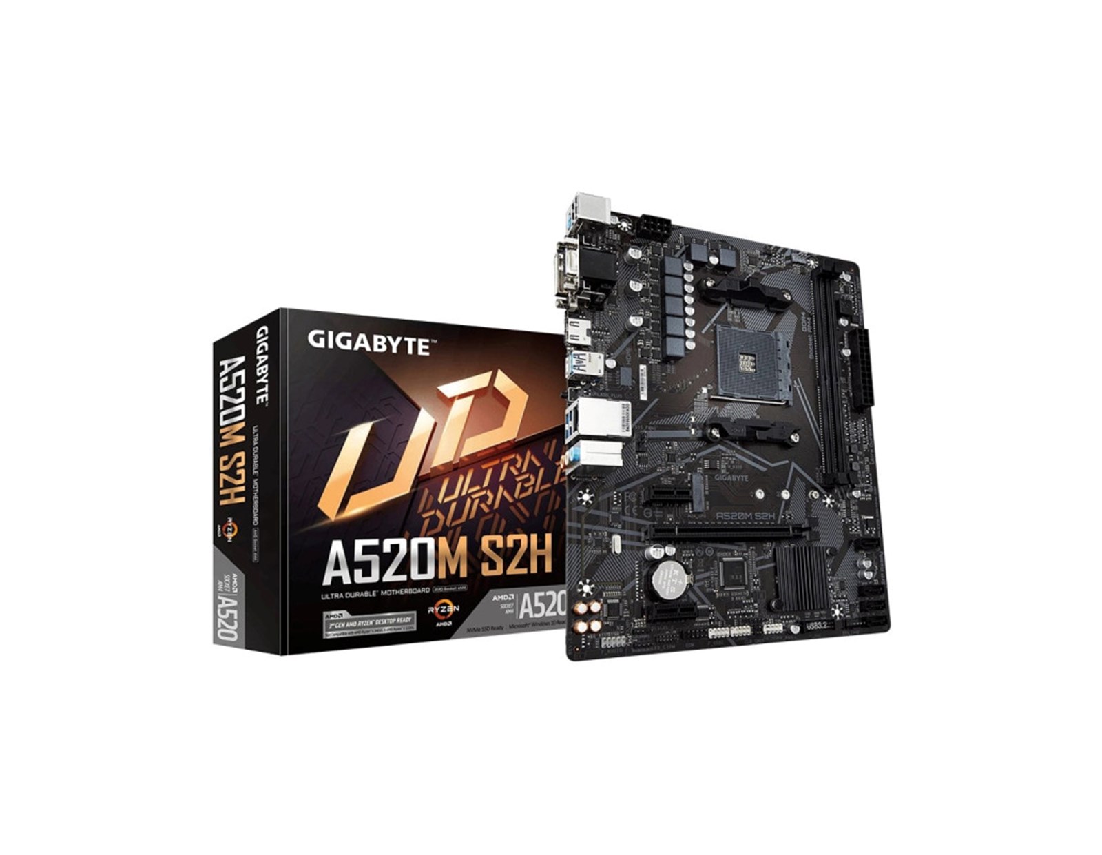 Gigabyte MB A520M S2H, S.AM4, 2xDDR4/5000(OC), PCIe 3.0, G-LAN, VGA/DVI-D/HDMI, mATX