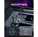 UGREEN FM transmiter za auto LED zaslon, Bluetooth, TF kartica 128 GB, USB-C, 2x USB, Quick charge 3.0, crni