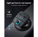 UGREEN FM transmiter za auto LED zaslon, Bluetooth, TF kartica 128 GB, USB-C, 2x USB, Quick charge 3.0, crni