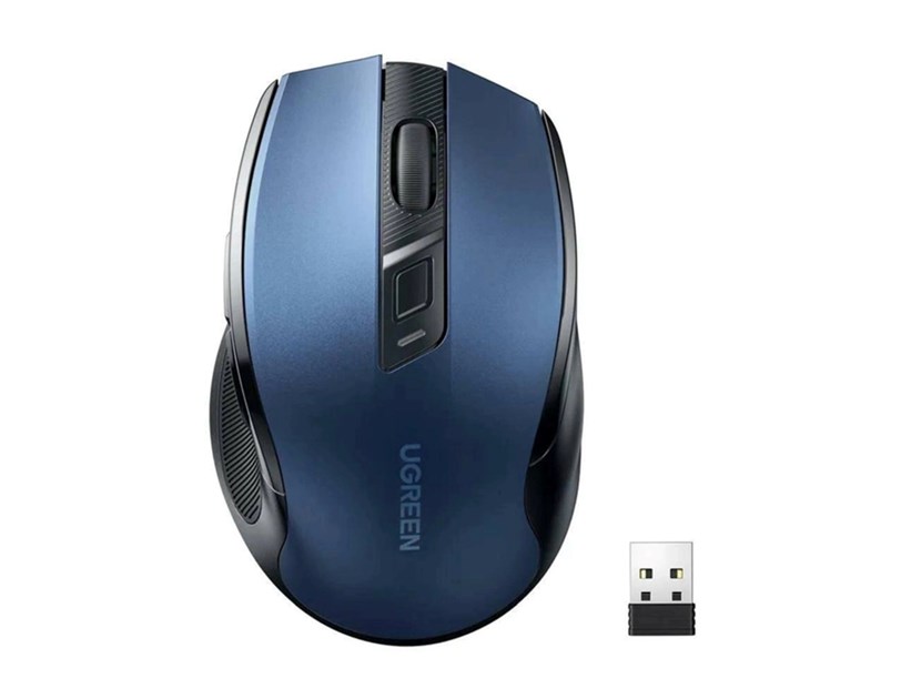 UGREEN MU006 bežični ergonomski miš, bluetooth, 4000 DPI, USB, plavo crni