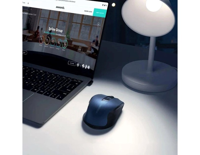 UGREEN MU006 bežični ergonomski miš, bluetooth, 4000 DPI, USB, plavo crni