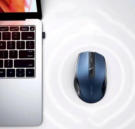 UGREEN MU006 bežični ergonomski miš, bluetooth, 4000 DPI, USB, plavo crni