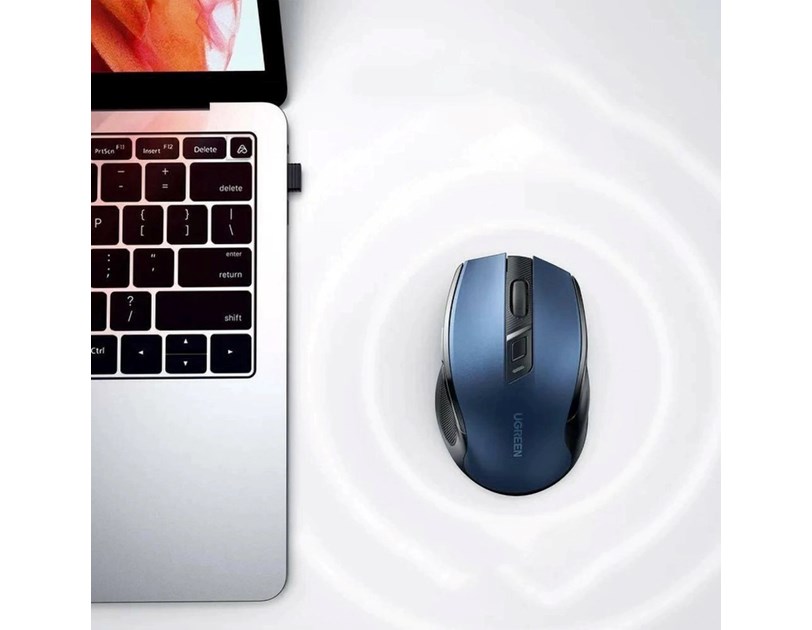 UGREEN MU006 bežični ergonomski miš, bluetooth, 4000 DPI, USB, plavo crni