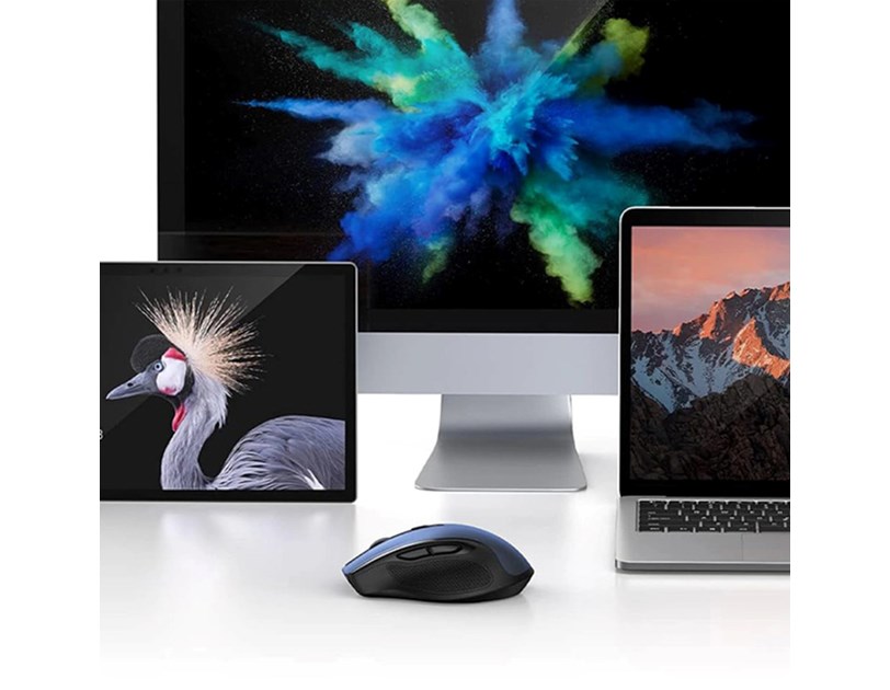 UGREEN MU006 bežični ergonomski miš, bluetooth, 4000 DPI, USB, plavo crni