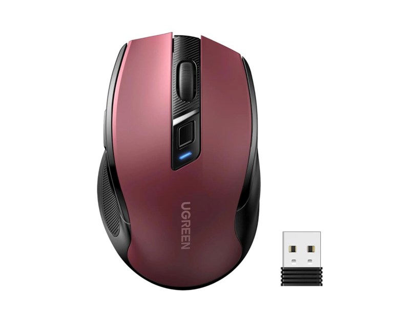 UGREEN MU006 bežični ergonomski miš, bluetooth, 4000 DPI, USB, crveni