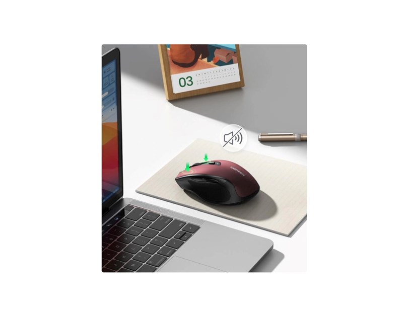 UGREEN MU006 bežični ergonomski miš, bluetooth, 4000 DPI, USB, crveni