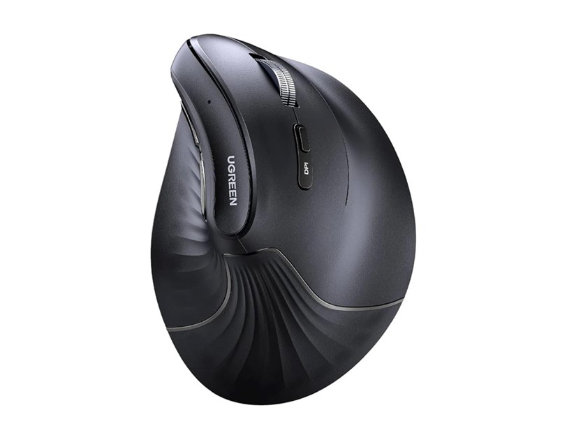 UGREEN bežični ergonomski vertikalni miš, bluetooth, 4000 DPI, USB, crni