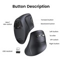 UGREEN bežični ergonomski vertikalni miš, bluetooth, 4000 DPI, USB, crni