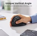 UGREEN bežični ergonomski vertikalni miš, bluetooth, 4000 DPI, USB, crni