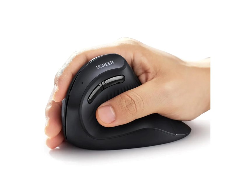UGREEN bežični ergonomski vertikalni miš, bluetooth, 4000 DPI, USB, crni