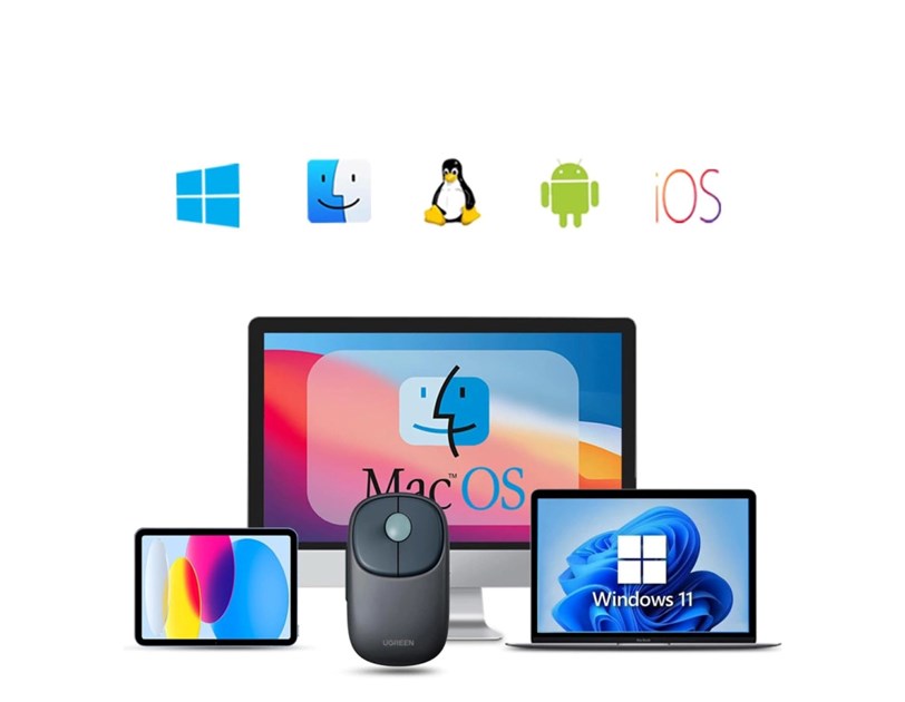UGREEN FUN+ MU102 bežični miš, 4000 DPI, bluetooth, USB-C punjenje, plavi