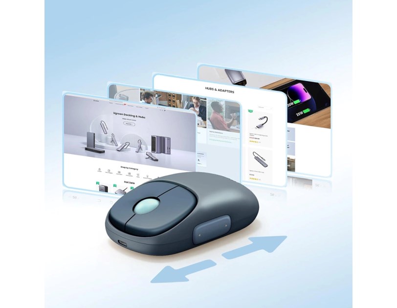 UGREEN FUN+ MU102 bežični miš, 4000 DPI, bluetooth, USB-C punjenje, plavi