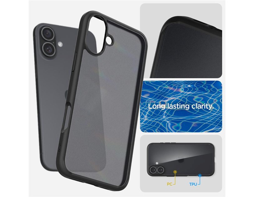 Spigen Ultra Hybrid, frost black - iPhone 16 ACS08200)
