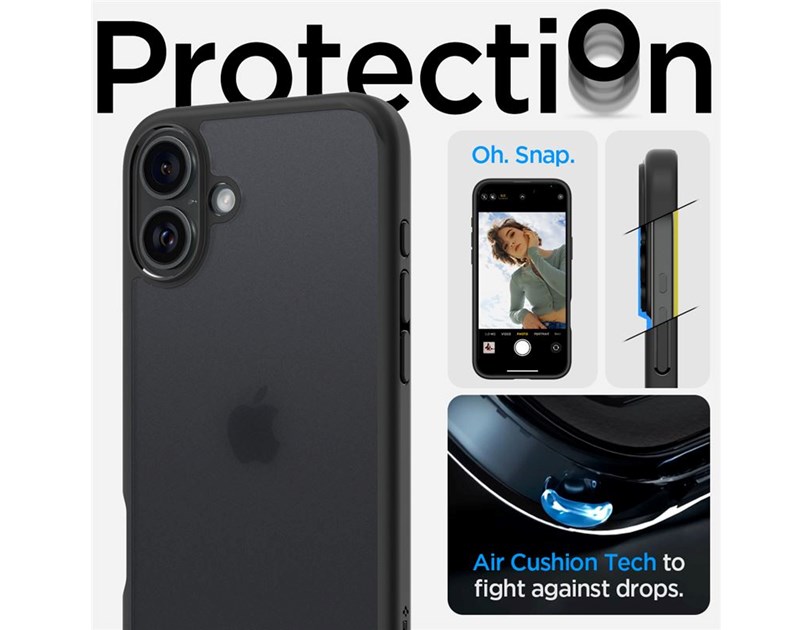 Spigen Ultra Hybrid, frost black - iPhone 16 ACS08200)