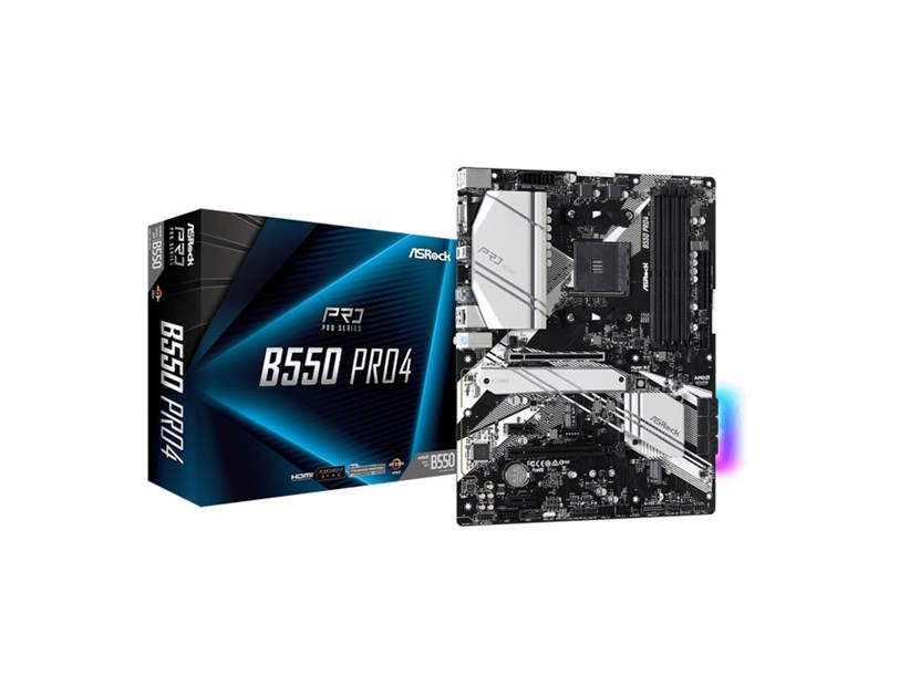 ASRock B550 PRO4, S.AM4, 4× DDR4/4133, PCIe 4.0, VGA/HDMI, ATX