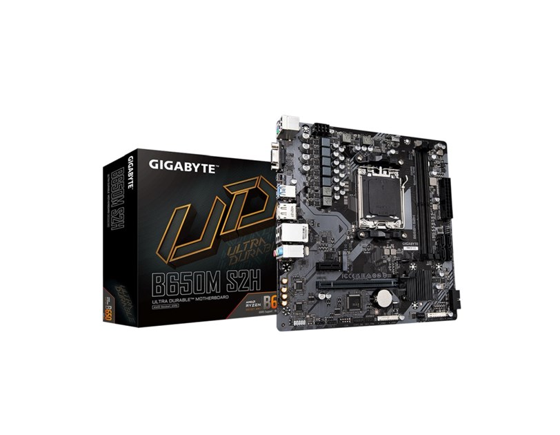 Gigabyte B650M S2H, S.AM5, 2×DDR5/ 6400 MHz(OC), PCIe 4.0, D-SUB/HDMI/DP,  mATX