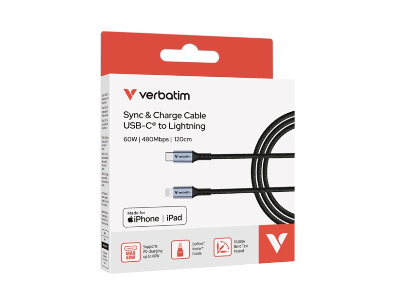 Verbatim Sync & Charge kabel USB-C na Lightning 120 cm
