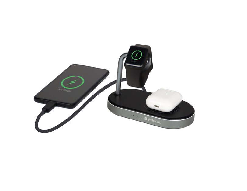 Verbatim WCS-02 stalak za punjenje 3u1 Qi/MFi Wireless + QS kabel + Apple Watch