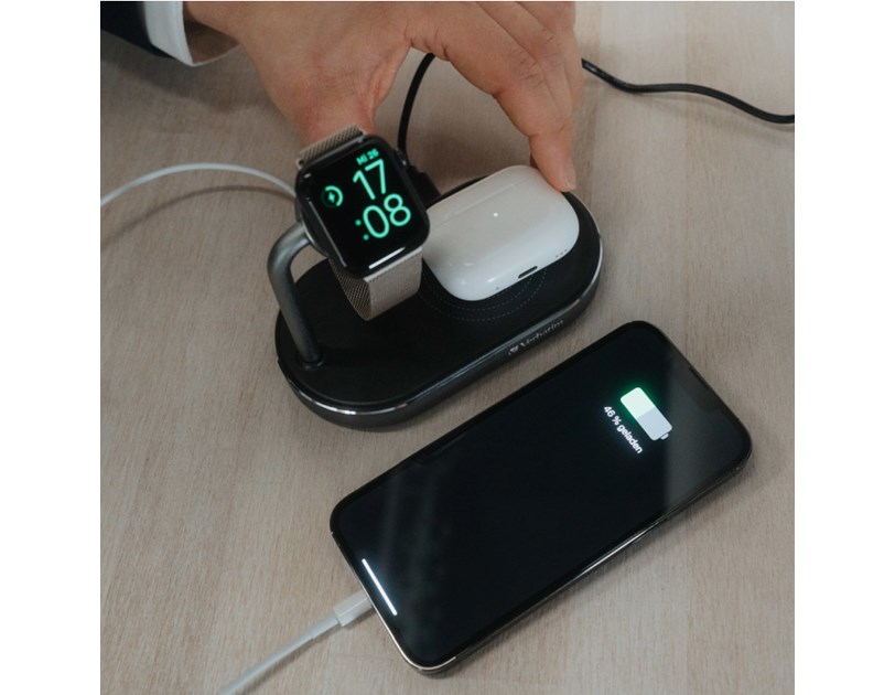 Verbatim WCS-02 stalak za punjenje 3u1 Qi/MFi Wireless + QS kabel + Apple Watch