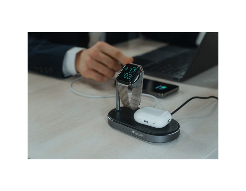 Verbatim WCS-02 stalak za punjenje 3u1 Qi/MFi Wireless + QS kabel + Apple Watch