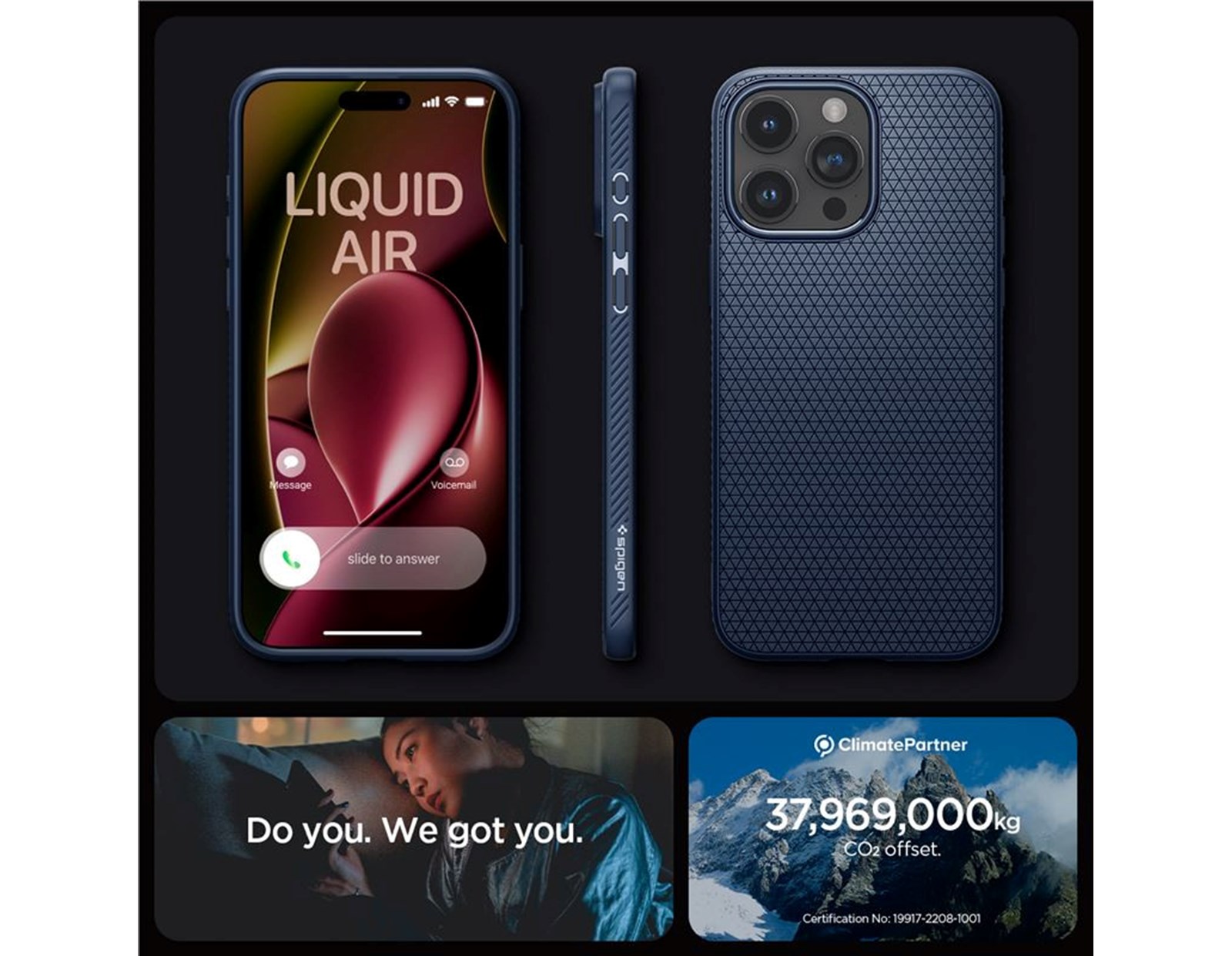 Spigen Liquid Air, zaštitna maska za telefon, tamno plava - iPhone 15 Pro (ACS06705)