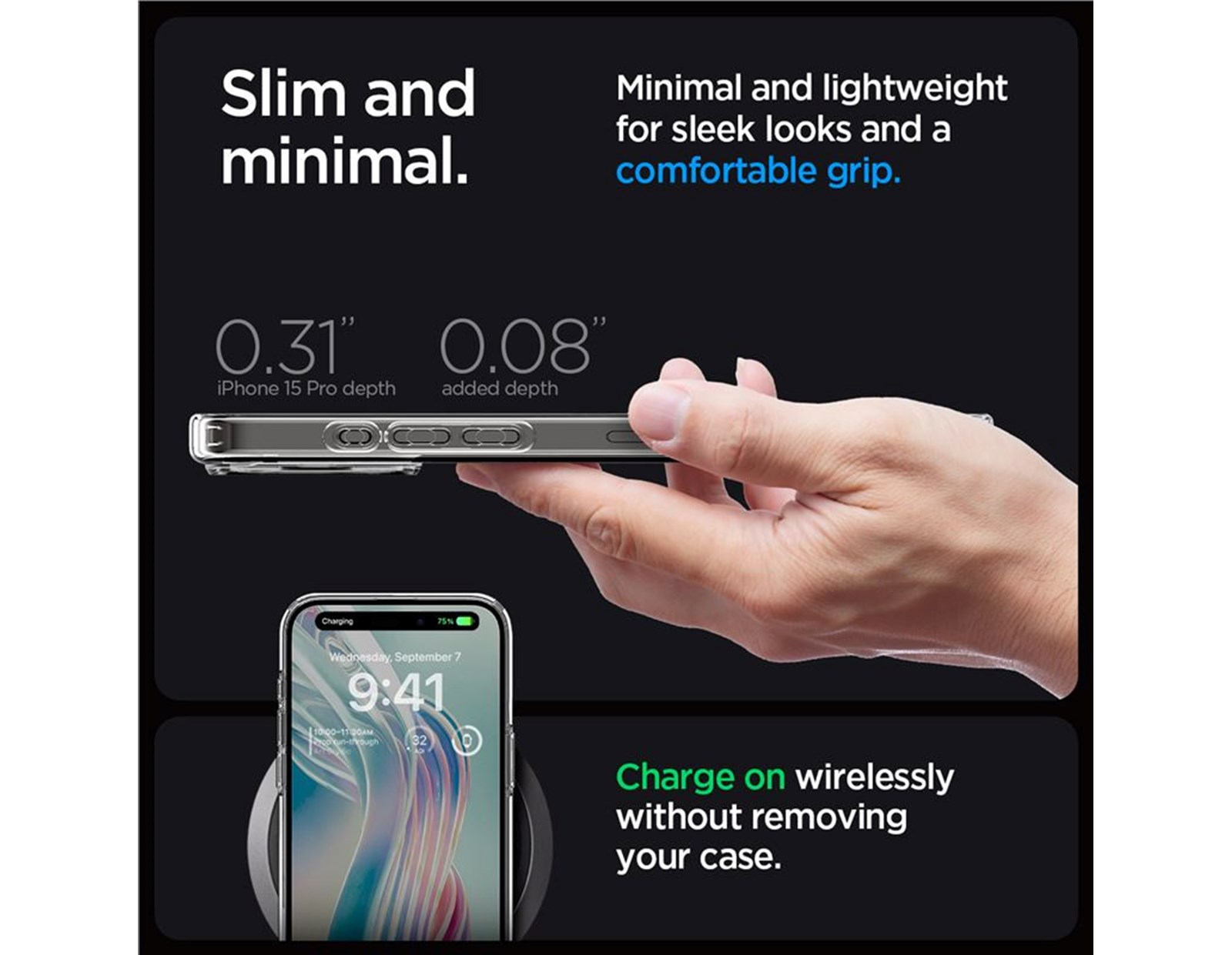 Spigen Ultra Hybrid, zaštitna maska za telefon, prozirna - iPhone 15 Pro (ACS06707)