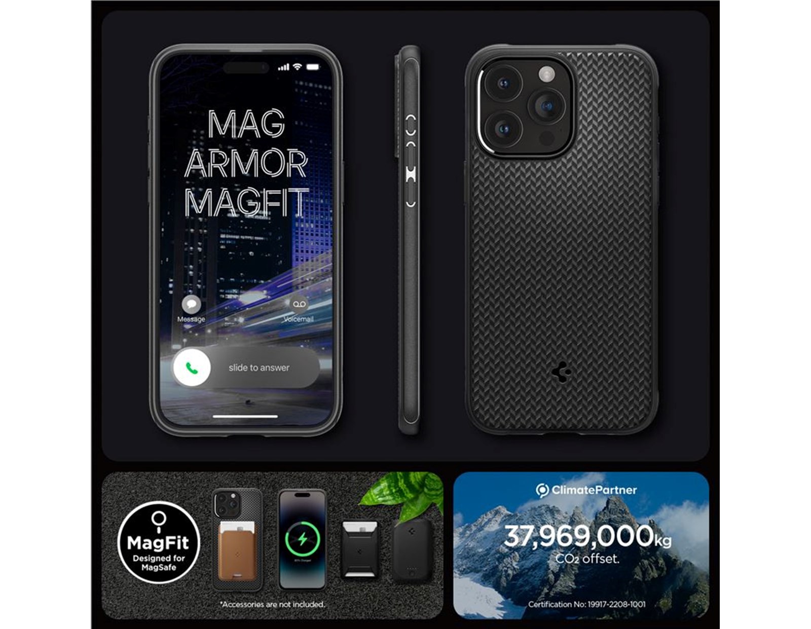 Spigen Mag Armor MagSafe, zaštitna maska za telefon, mat crna - iPhone 15 Pro (ACS06736)