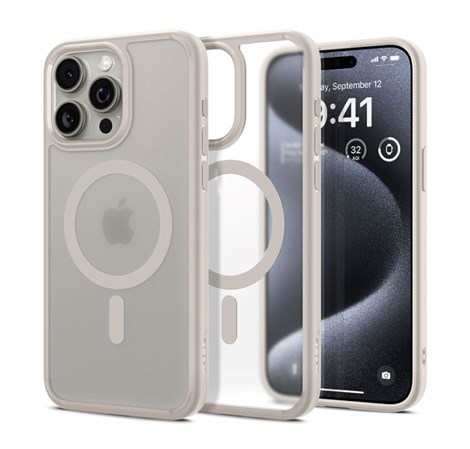 Spigen Ultra Hybrid MagSafe, frost natural titanium - iPhone 15 Pro