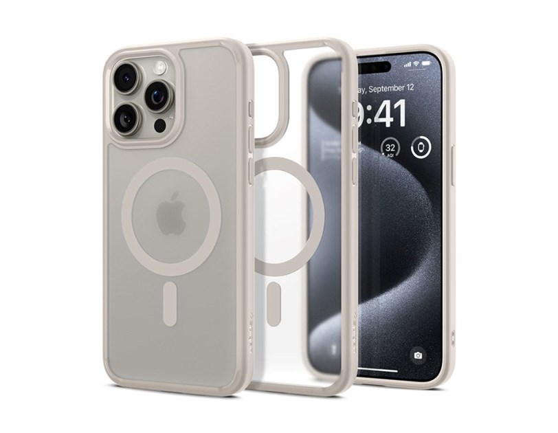 Spigen Ultra Hybrid MagSafe, frost natural titanium - iPhone 15 Pro