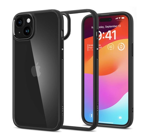 Spigen Crystal Hybrid, zaštitna maska za telefon, mat crna - iPhone 15 Plus (ACS06462)