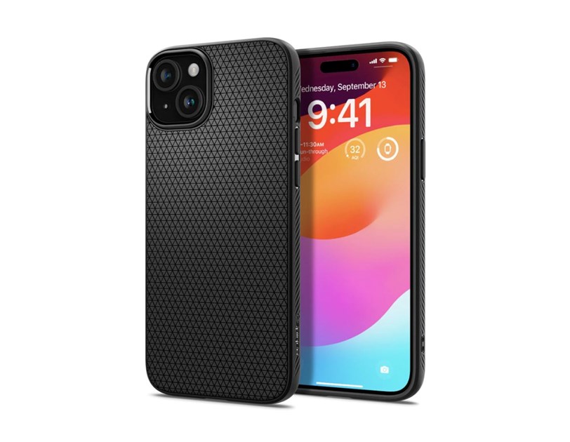 Spigen Liquid Air, zaštitna maska za telefon, mat crna - iPhone 15 (ACS06790)